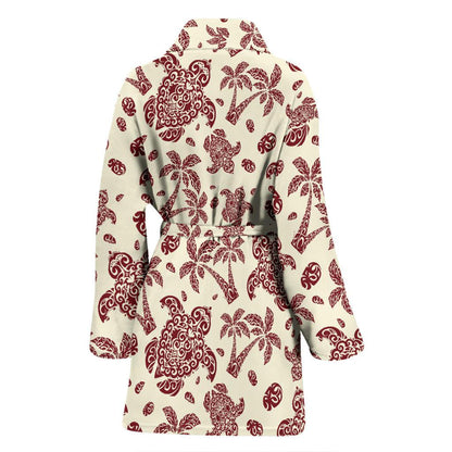 Polynesian Tattoo Turtle Themed Women Bath Robe-JTAMIGO.COM