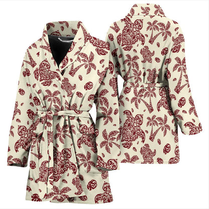 Polynesian Tattoo Turtle Themed Women Bath Robe-JTAMIGO.COM