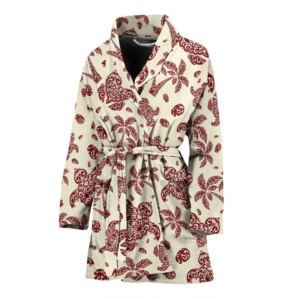 Polynesian Tattoo Turtle Themed Women Bath Robe-JTAMIGO.COM