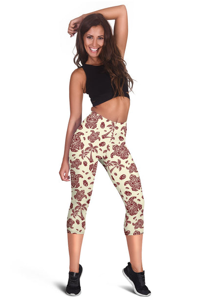 Polynesian Tattoo Turtle Themed Women Capris