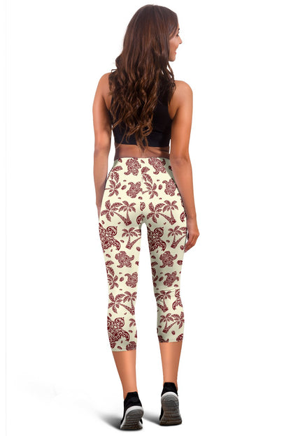 Polynesian Tattoo Turtle Themed Women Capris