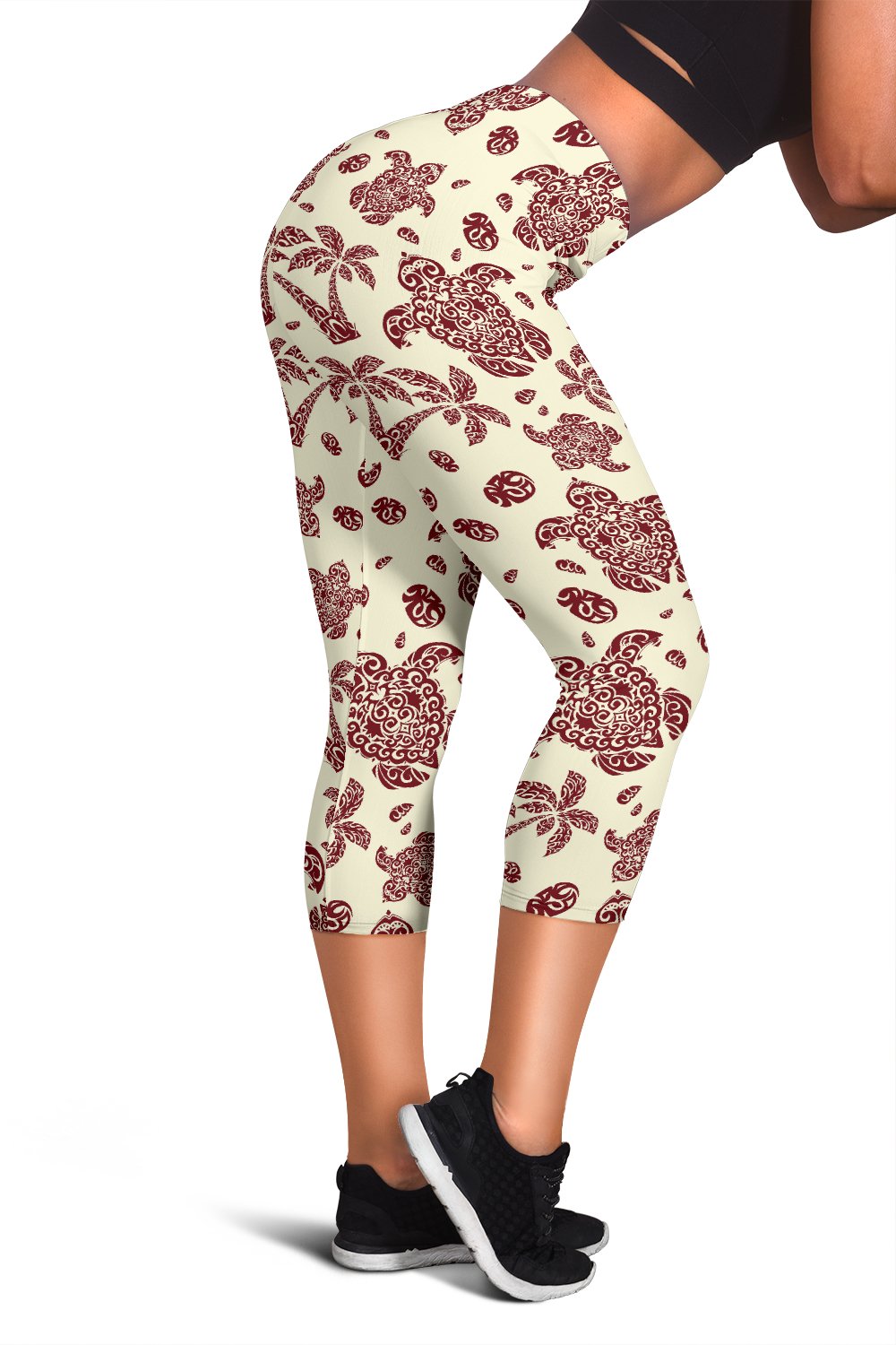 Polynesian Tattoo Turtle Themed Women Capris