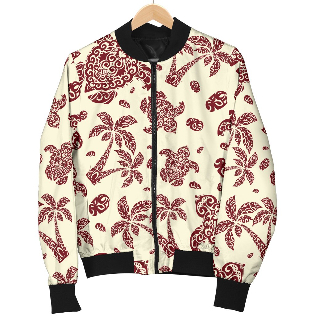 Polynesian Tattoo Turtle Themed Women Casual Bomber Jacket