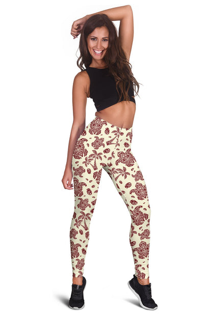 Polynesian Tattoo Turtle Themed Women Leggings