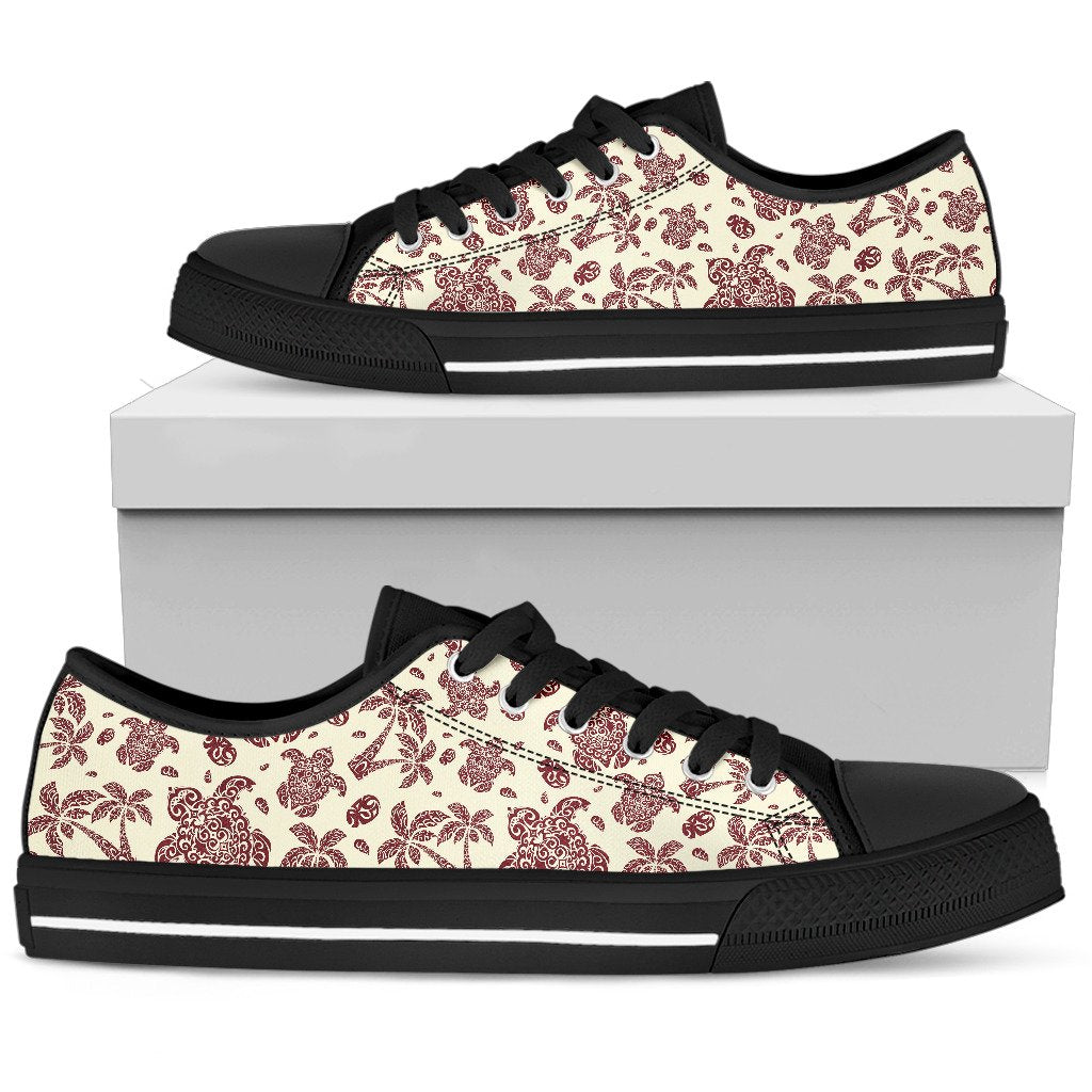 Polynesian Tattoo Turtle Themed Women Low Top Shoes-JTAMIGO.COM