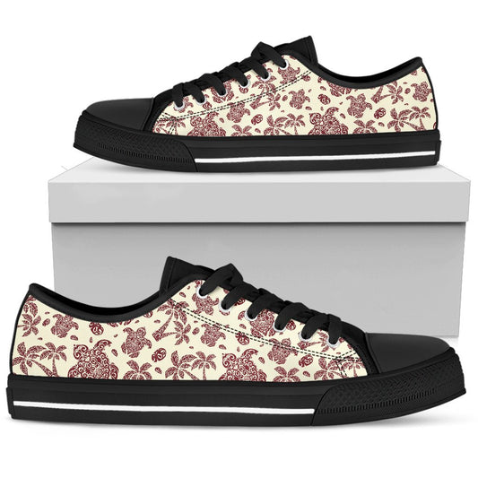Polynesian Tattoo Turtle Themed Women Low Top Shoes-JTAMIGO.COM
