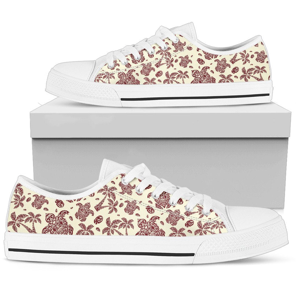 Polynesian Tattoo Turtle Themed Women Low Top Shoes-JTAMIGO.COM