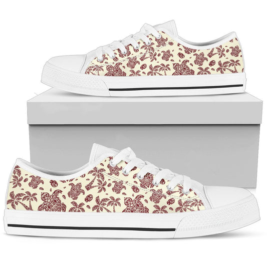 Polynesian Tattoo Turtle Themed Women Low Top Shoes-JTAMIGO.COM