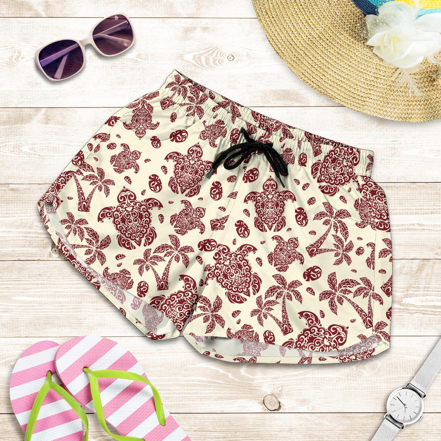 Polynesian Tattoo Turtle Themed Women Shorts-JTAMIGO.COM