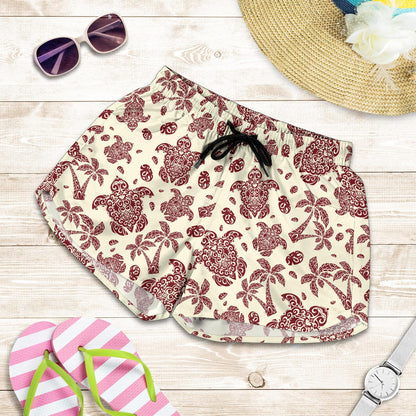 Polynesian Tattoo Turtle Themed Women Shorts-JTAMIGO.COM