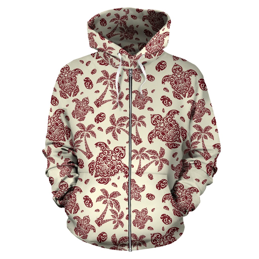 Polynesian Tattoo Turtle Themed Zip Up Hoodie