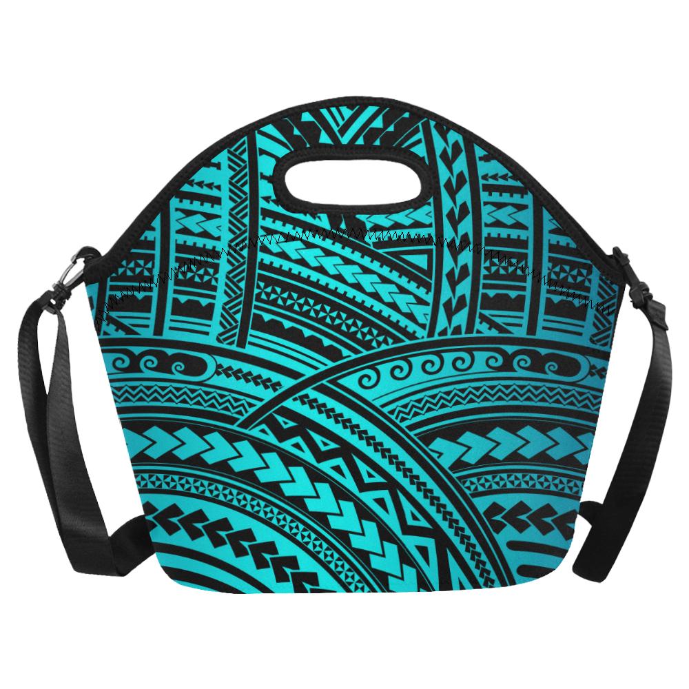 Polynesian Tribal Neoprene Lunch Bag (Model 1669)(Large)-JTAMIGO.COM