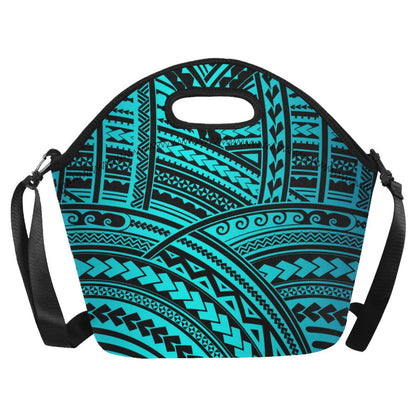 Polynesian Tribal Neoprene Lunch Bag (Model 1669)(Large)-JTAMIGO.COM