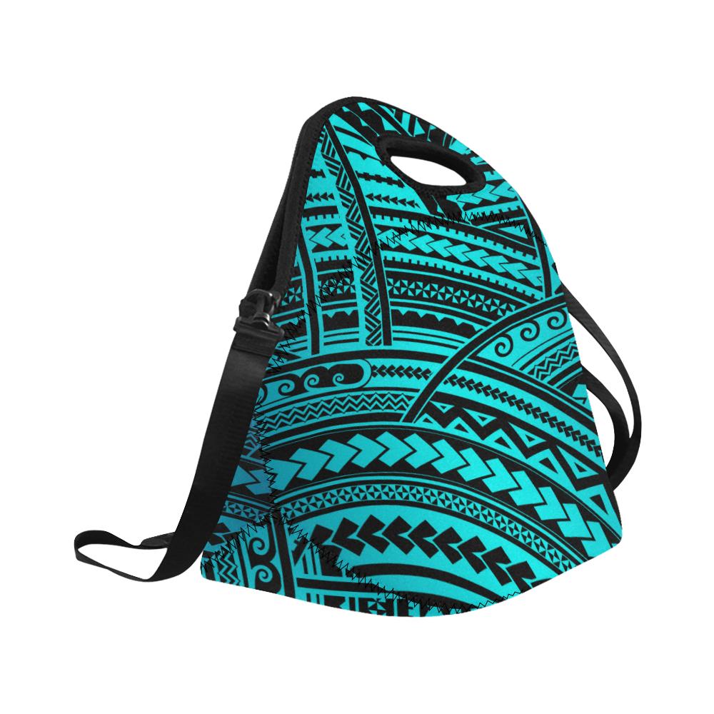 Polynesian Tribal Neoprene Lunch Bag (Model 1669)(Large)-JTAMIGO.COM