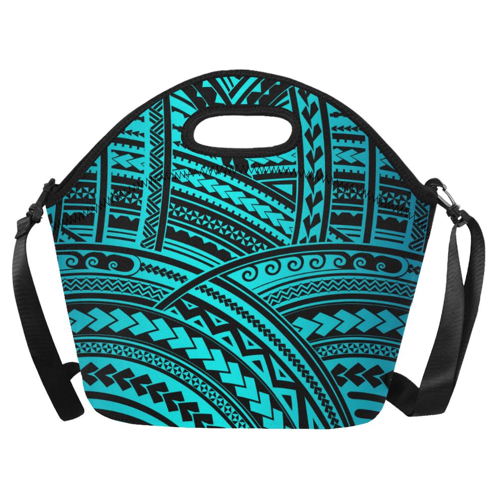 Polynesian Tribal Neoprene Lunch Bag (Model 1669)(Large)-JTAMIGO.COM