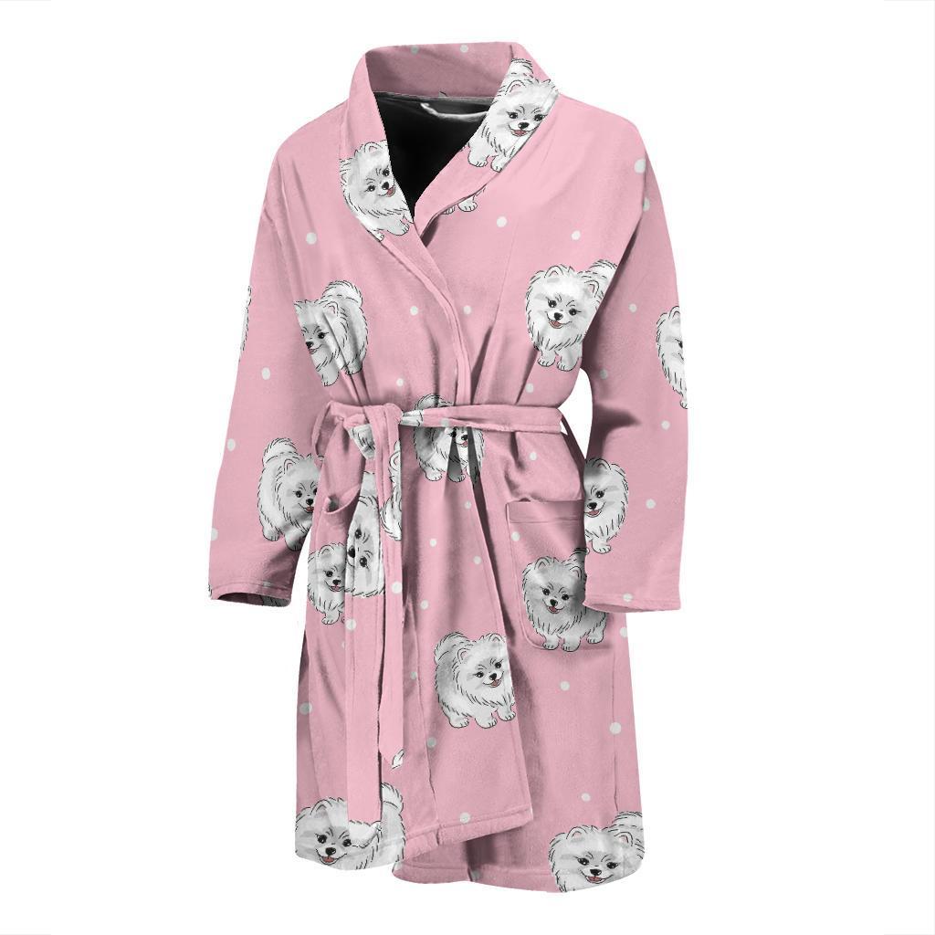 Pomeranians Pattern Print Design A02 Men Bathrobe-JORJUNE.COM