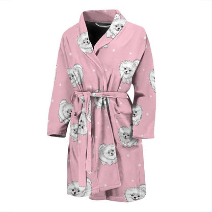 Pomeranians Pattern Print Design A02 Men Bathrobe-JORJUNE.COM