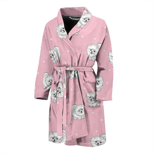 Pomeranians Pattern Print Design A02 Men Bathrobe-JORJUNE.COM