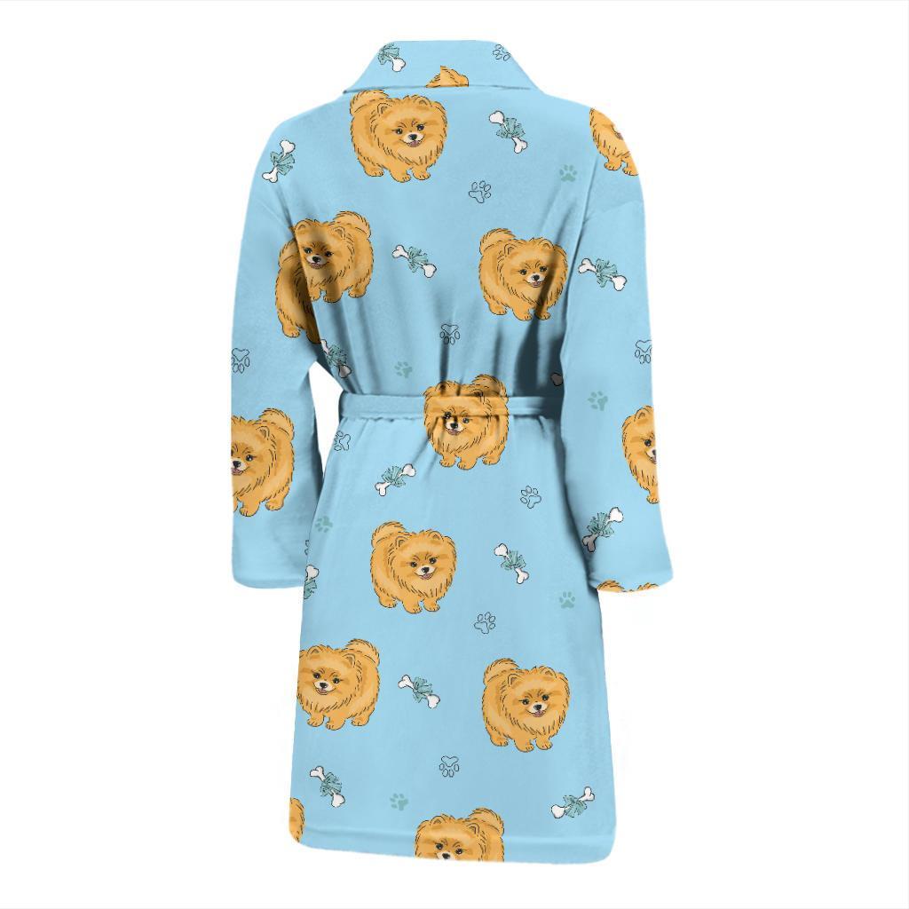 Pomeranians Pattern Print Design A03 Men Bathrobe-JORJUNE.COM