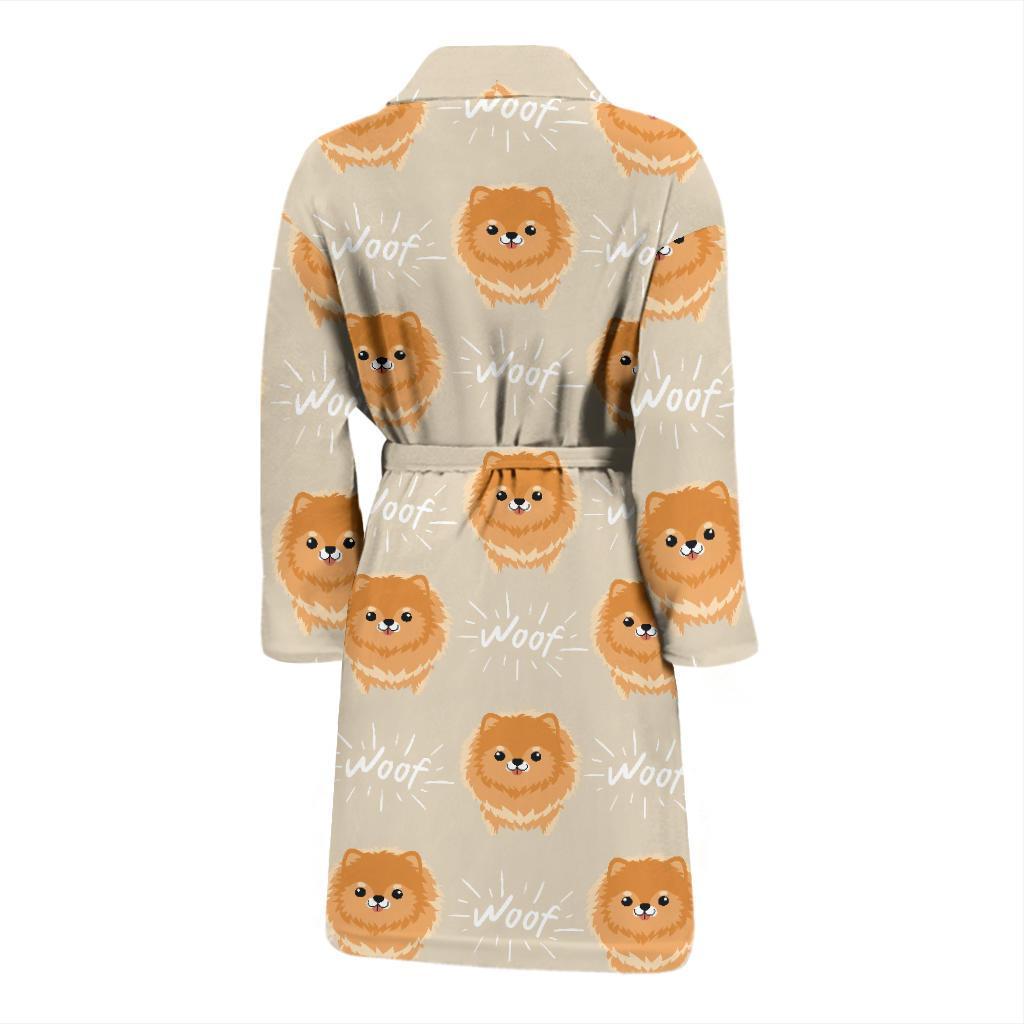 Pomeranians Pattern Print Design A04 Men Bathrobe-JORJUNE.COM