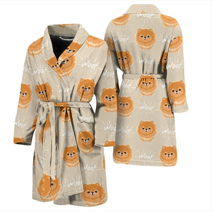 Pomeranians Pattern Print Design A04 Men Bathrobe-JORJUNE.COM