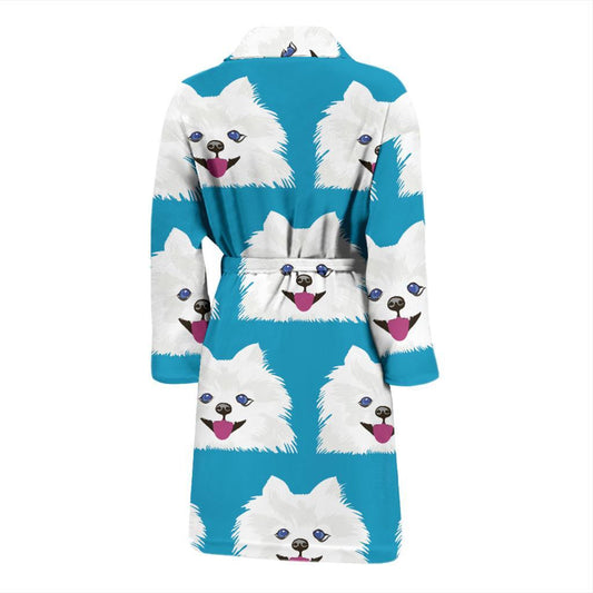 Pomeranians Pattern Print Design A05 Men Bathrobe-JORJUNE.COM