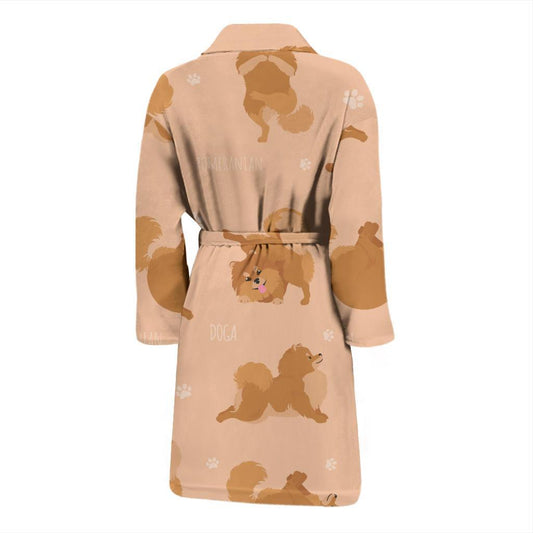 Pomeranians Pattern Print Design A06 Men Bathrobe-JORJUNE.COM