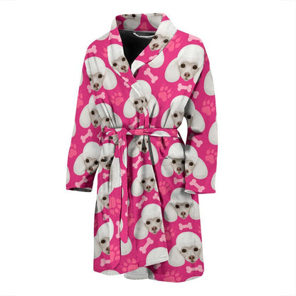 Poodle Pattern Print Design A04 Men Bathrobe-JORJUNE.COM