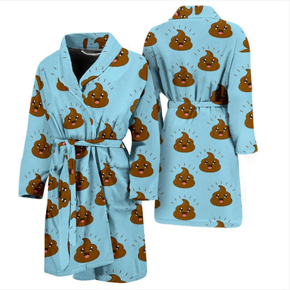 Poop Emoji Pattern Print Design A03 Men Bathrobe-JORJUNE.COM