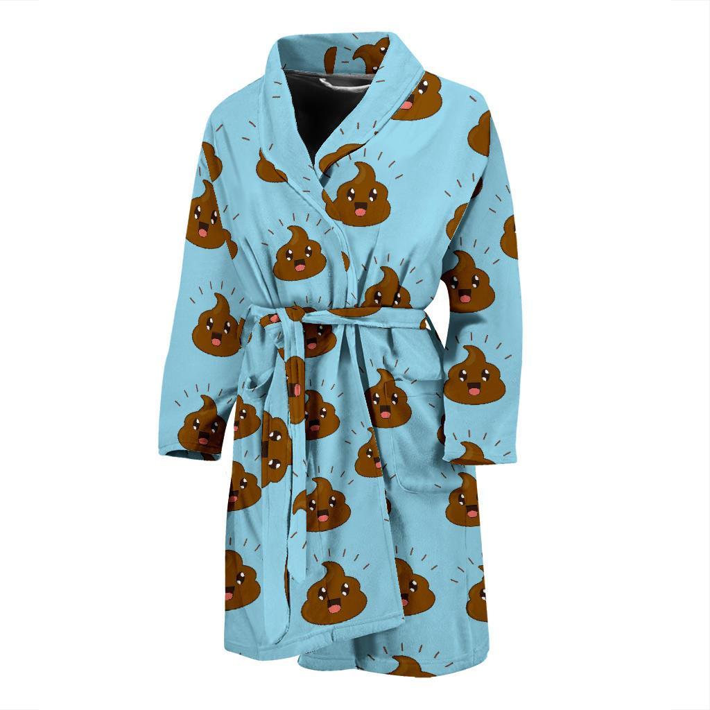 Poop Emoji Pattern Print Design A03 Men Bathrobe-JORJUNE.COM