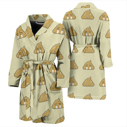 Poop Emoji Pattern Print Design A04 Men Bathrobe-JORJUNE.COM