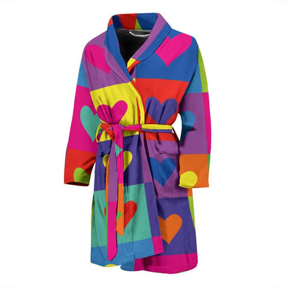Pop Art Heart Pattern Print Design A01 Men Bathrobe-JORJUNE.COM