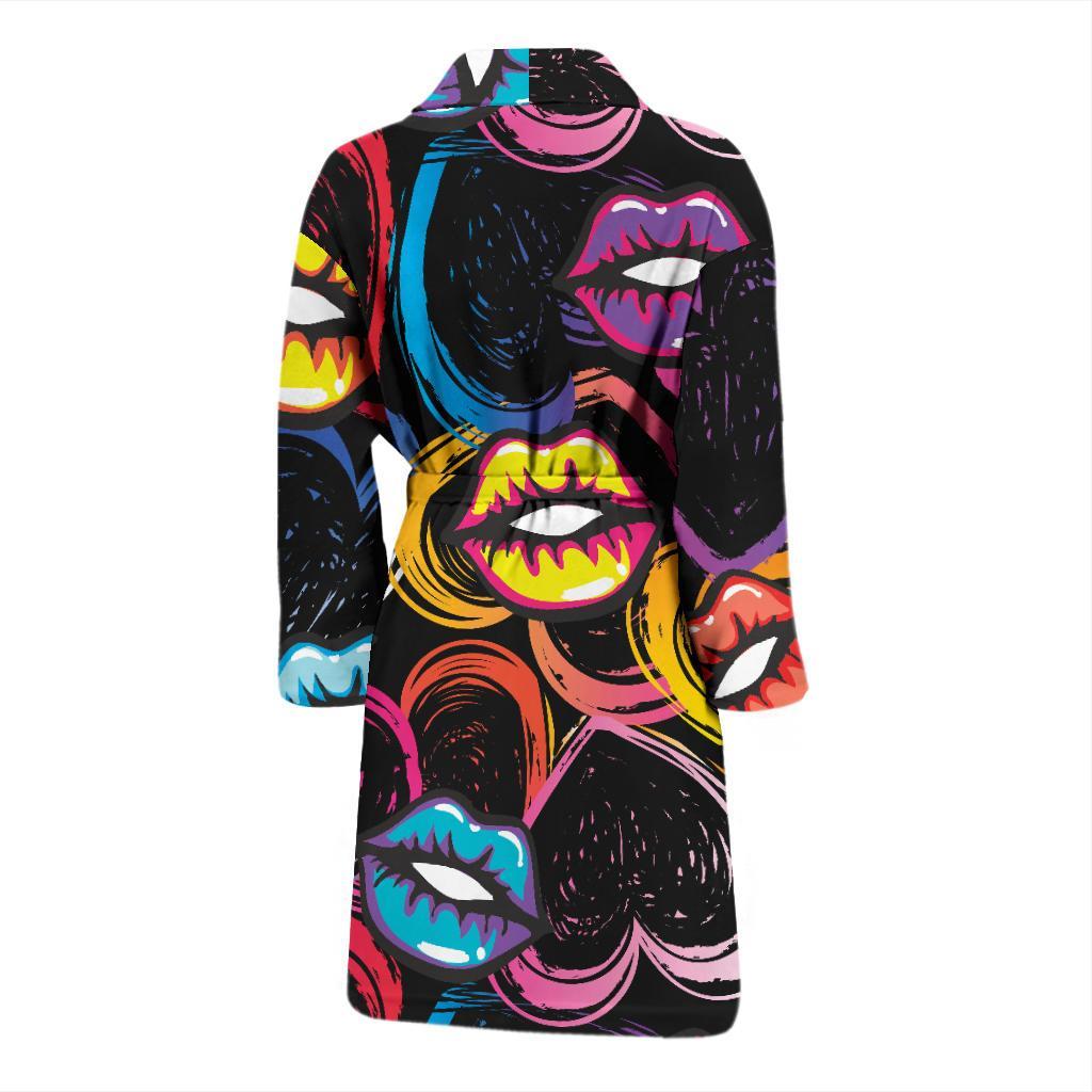 Pop Art Lip Pattern Print Design A03 Men Bathrobe-JORJUNE.COM