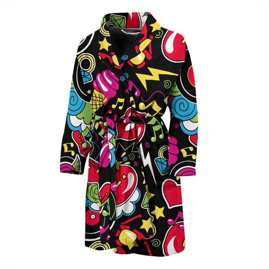 Pop Art Pattern Print Design A04 Men Bathrobe-JORJUNE.COM