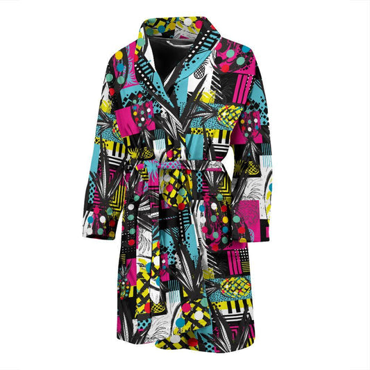 Pop Art Pineapple Pattern Print Design A02 Men Bathrobe-JORJUNE.COM