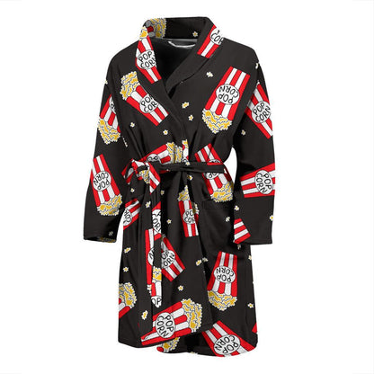 Popcorn Pattern Print Design A01 Men Bathrobe-JORJUNE.COM