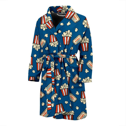 Popcorn Pattern Print Design A03 Men Bathrobe-JORJUNE.COM