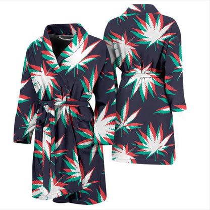 Pot Leaf Pattern Print Design A01 Men Bathrobe-JORJUNE.COM