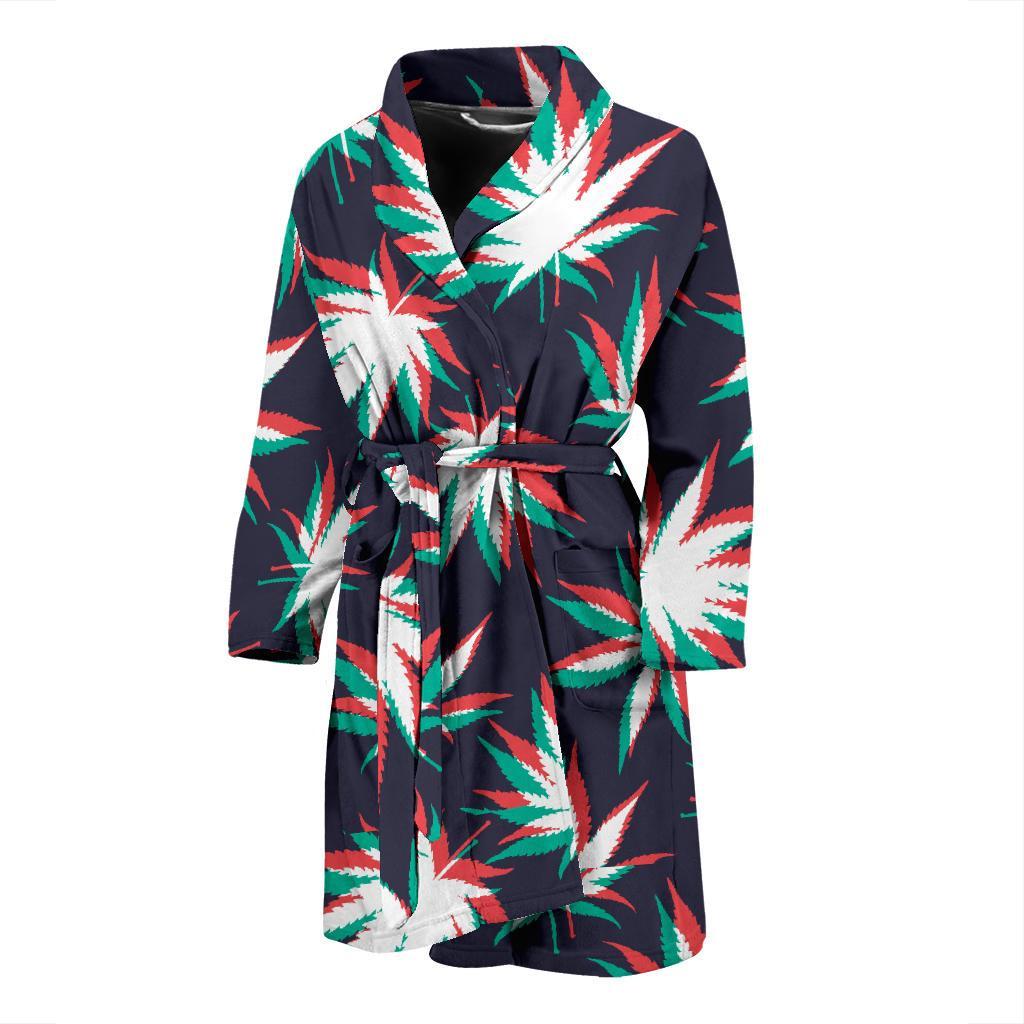 Pot Leaf Pattern Print Design A01 Men Bathrobe-JORJUNE.COM