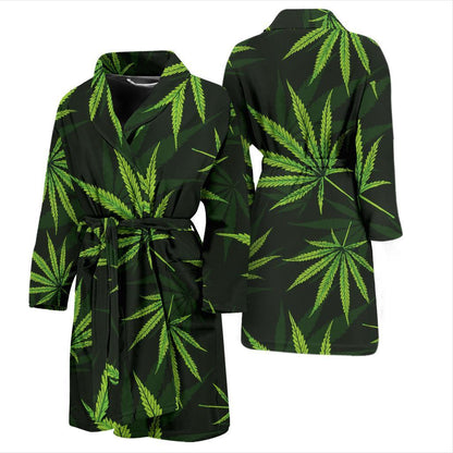 Pot Leaf Pattern Print Design A03 Men Bathrobe-JORJUNE.COM