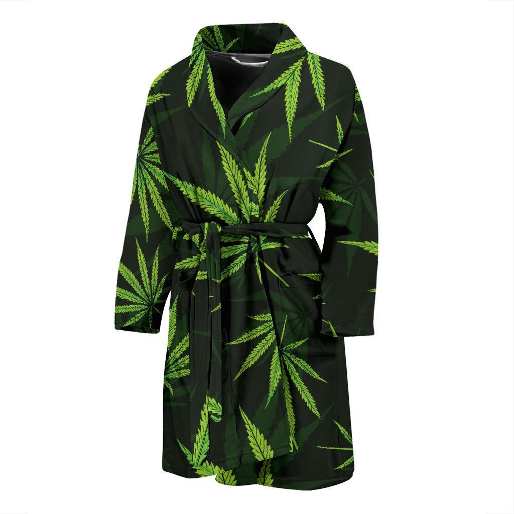 Pot Leaf Pattern Print Design A03 Men Bathrobe-JORJUNE.COM