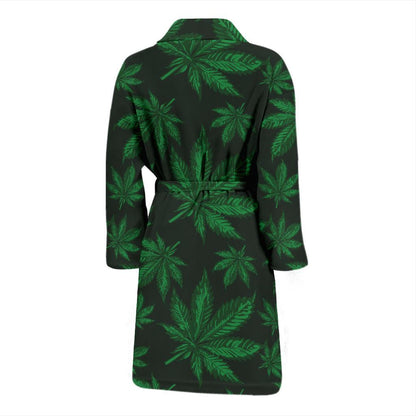 Pot Leaf Pattern Print Design A04 Men Bathrobe-JORJUNE.COM