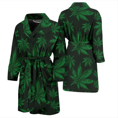 Pot Leaf Pattern Print Design A04 Men Bathrobe-JORJUNE.COM