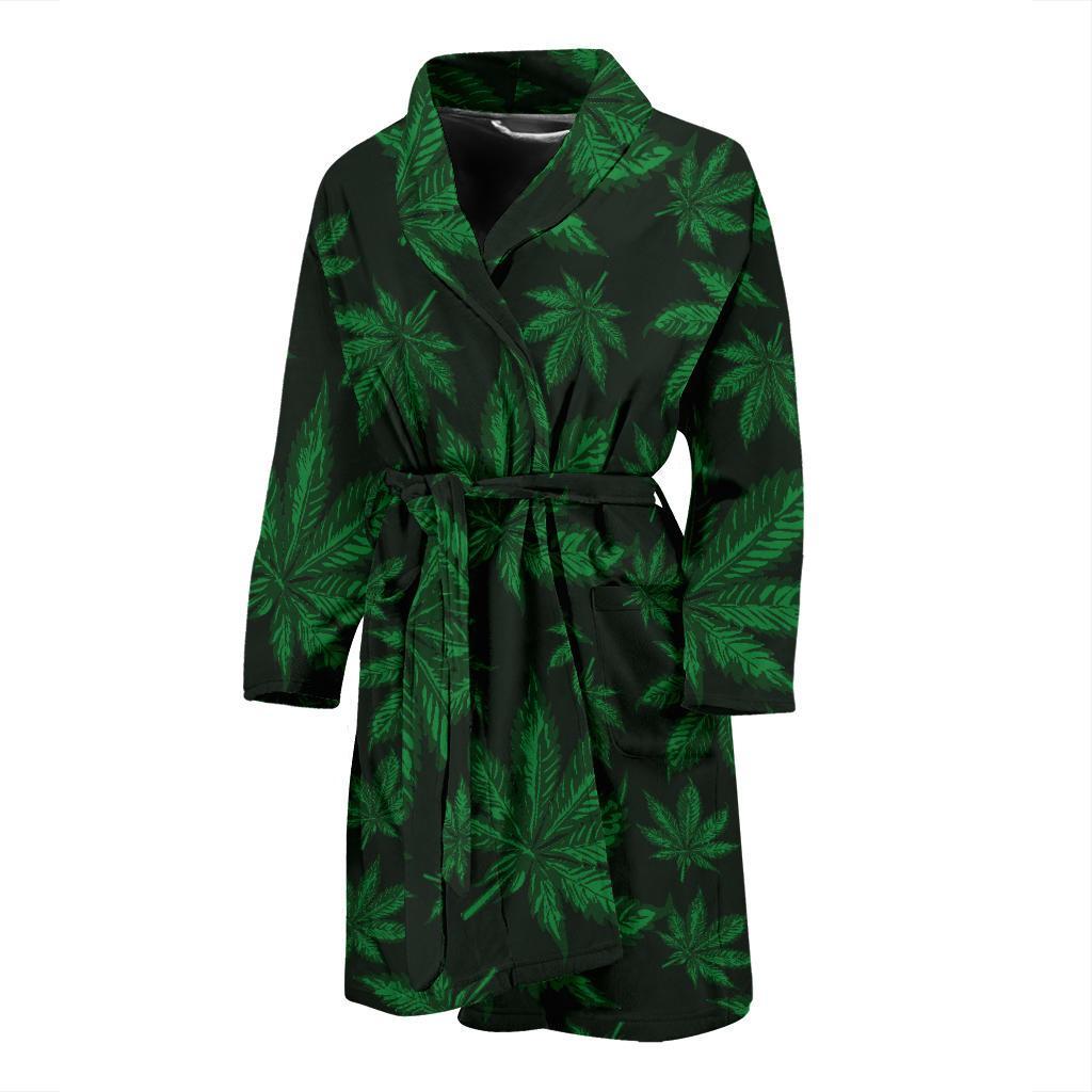Pot Leaf Pattern Print Design A04 Men Bathrobe-JORJUNE.COM