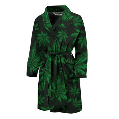 Pot Leaf Pattern Print Design A04 Men Bathrobe-JORJUNE.COM