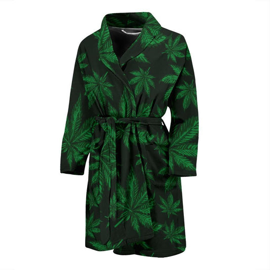 Pot Leaf Pattern Print Design A04 Men Bathrobe-JORJUNE.COM