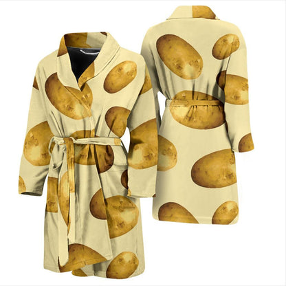 Potato Pattern Print Design A01 Men Bathrobe-JORJUNE.COM