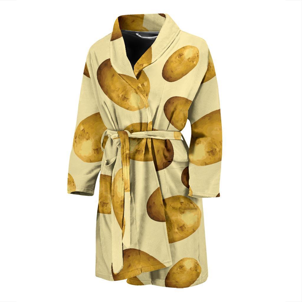 Potato Pattern Print Design A01 Men Bathrobe-JORJUNE.COM