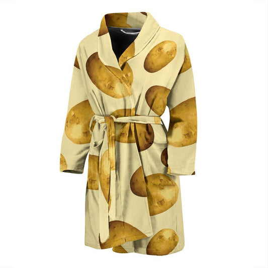 Potato Pattern Print Design A01 Men Bathrobe-JORJUNE.COM