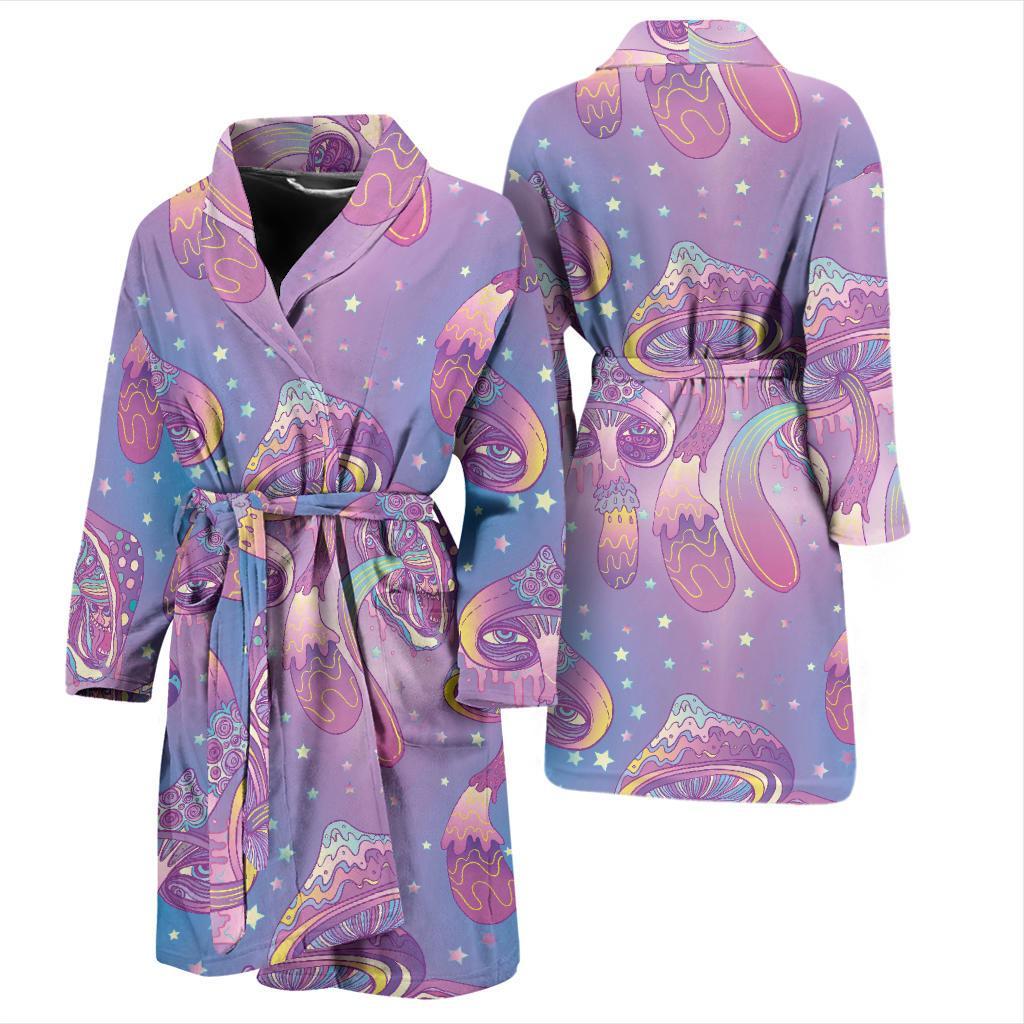 Psychedelic Mushroom Pattern Print Design A01 Men Bathrobe-JORJUNE.COM